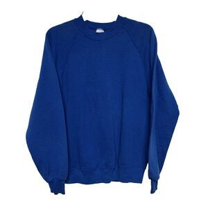 Vintage Jerzees Blank Crewneck Sweatshirt Blue Made in USA Size Adult Large